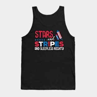 4th of July  Announcement Stars and Stripes Firecracker Tank Top